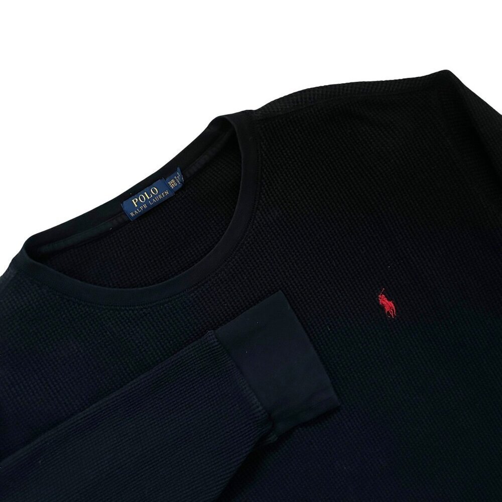 Polo Ralph Lauren Long Sleeve Pullover Waffle Knit Shirt Mens Size 3XB Black